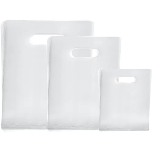 Miniatura 4 de Saintrygo 120 bolsas de compras negras de 2.36 mil con asas de 6 x 8/8 x 12/10 x 14 pulgadas, bolsas de plástico reutilizables para regalo, bolsas