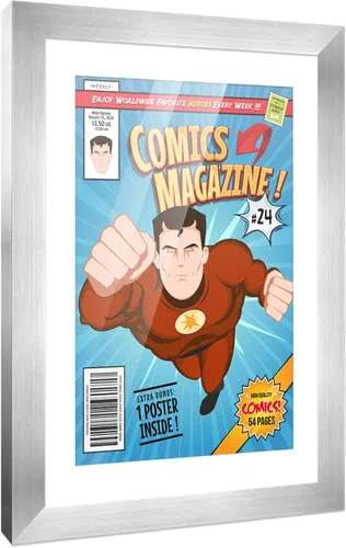 Miniatura 129 de Poster Palooza Marco de cómic con paspartú para 1 cómic de la Edad de Bronce publicado entre 1970 y 1985, marco de cómic negro para cómic de 7.25 x