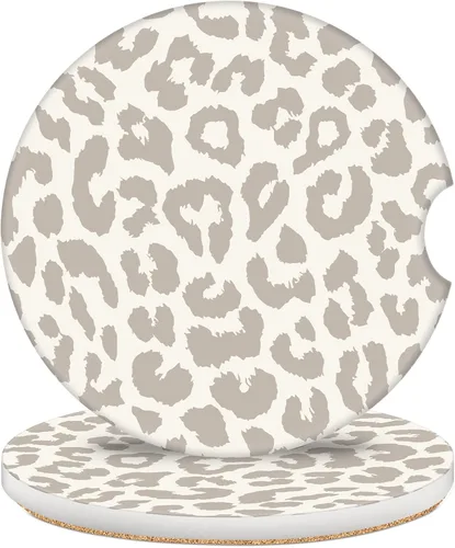 Paquete de 2 Posavasos de Coche para Portavasos, Posavasos Universales de Cerámica de Piedra Absorbentes de 2.56" con Base de Corcho Antideslizante,