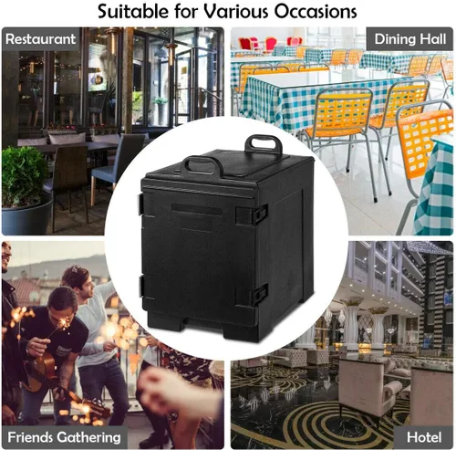 Miniatura 8 de COSTWAY Calentadores de alimentos para catering, cajas calientes para 5 sartenes de tamaño completo, capacidad de 81 cuartos de galón, diseño Negro