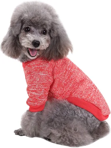Miniatura 11 de Suéter de punto clásico para perros y mascotas, cálido para invierno, abrigo para mascotas, suéter suave para perros pequeños (XS, marrón)