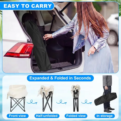 Miniatura 6 de 2 Set Beach Chair with Umbrella Foldable Camping Chair Adjustable and Fold up Umbrella with Storage Bag for Outdoors Fishing Camping Hiking Travel