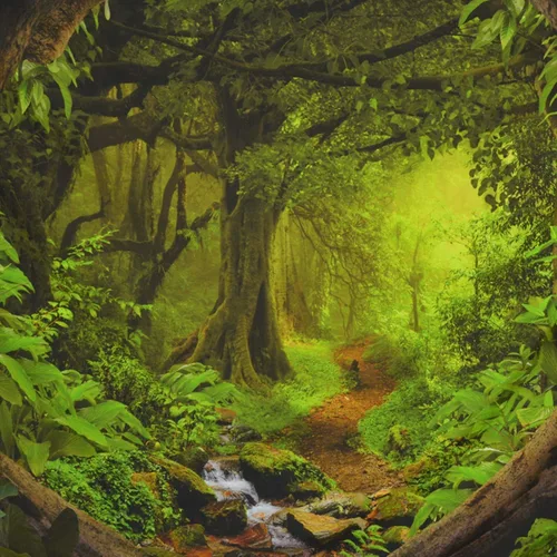 Miniatura 6 de Tapiz de bosque brumoso, árbol de la vida, tapiz de fantasía, paisaje, naturaleza, decoración de pared, selva tropical, selva, bosque, tapiz