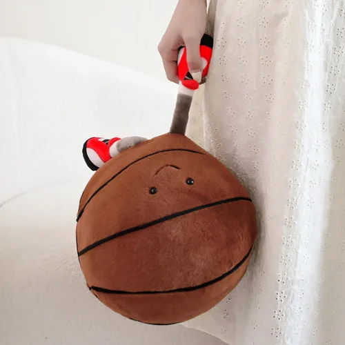 Miniatura 6 de Pelotas de baloncesto de 9.8 pulgadas, suaves y divertidas, pelota de felpa creativa con pies, muñecos de fútbol, juguetes suaves esféricos