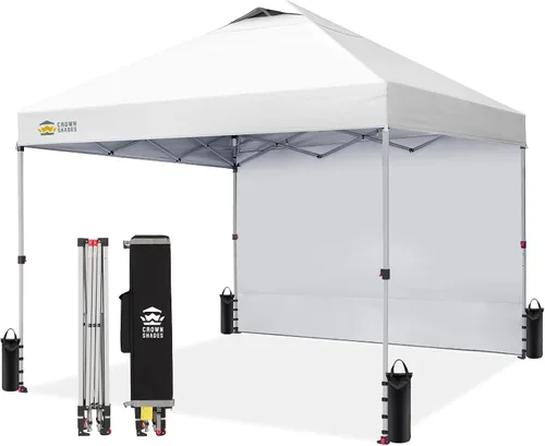 Miniatura 20 de CROWN SHADES - Toldo desplegable de 12 x 12 pulgadas con tela recubierta de color plata 150D, incluye 1 pared lateral extraíble, 4 cuerdas, 8
