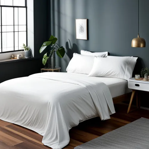 Miniatura 6 de DaDa Bedding - Juego de sábanas de 100 % algodón súper suave, color blanco, sábana encimera y funda de almohada transpirable, tamaño matrimonial, 3