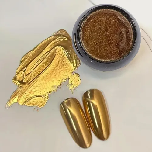 Miniatura 3 de Kit de polvo de uñas cromado dorado de 3 frascos, arte de uñas con efecto espejo metálico para esmalte de gel, juego de cobre dorado (cobre)