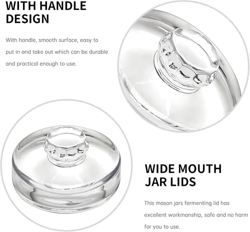 Miniatura 4 de 2Pcs Fermentation Glass Weights for Wide Mouth Jars - Pickle Bottles with Sealing Lids for Efficient Fermenting - Durable, Transparent Fermenting