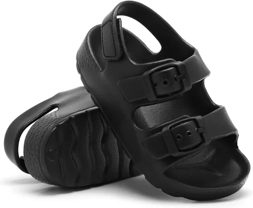 Miniatura 3 de INMINPIN Sandalias con hebilla para niños y niñas, cómodas sandalias de punta abierta con correa trasera ajustable