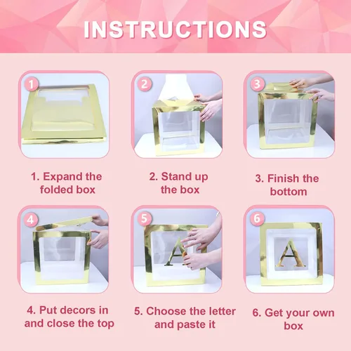 Miniatura 7 de Cajas de bebé con letras, 6 cajas de globos transparentes con 78 letras y números, cajas transparentes con nombres para baby shower, cumpleaños
