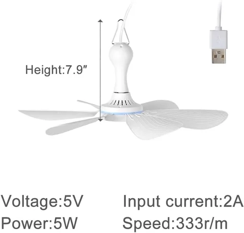 Miniatura 4 de Mini ventilador de techo pequeño USB silencioso camping opcional emergencia portátil colgante al aire libre Gazebo Canopy Ventiladores silenciosos