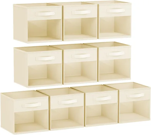 Miniatura 7 de DIMJ Cubo de almacenamiento, 6 paquetes de contenedores plegables con asas, contenedores de tela para organización, cubos organizadores