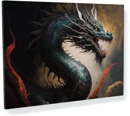 Miniatura 7 de Sense Canvas Dragon Creative 9 - Lienzo decorativo para pared, diseño de dragón para pared, póster grande para el hogar, 40 x 30 pulgadas, 0.75