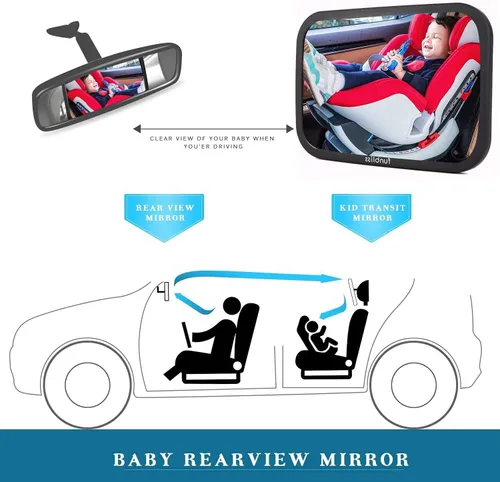 Miniatura 5 de Funbliss Espejos de Asiento de Coche Orientados hacia Atrás - Espejo de Coche para Bebé a Prueba de Sacudes y Roturas para el Asiento Trasero