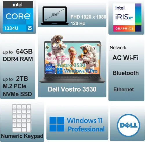 Miniatura 2 de Dell 15 3530 Laptop - Computadora portátil para estudiantes de negocios y hogar, Intel 10-Core i5-1334U (Beat i7-1250U), 120Hz Fhd Vostro portátil