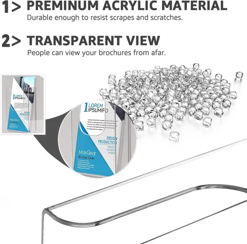 Miniatura 2 de MaxGear Soporte para folletos de acrílico de 4 x 9 pulgadas, soporte para folletos y folletos, organizador de plástico transparente para folletos