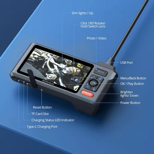Miniatura 9 de Cámara de Inspección de Alcantarillado de 50FT, DEPSTECH Endoscopio de Doble Lente 1080P con Luces, Herramienta Boroscopio con Pantalla IPS de 5