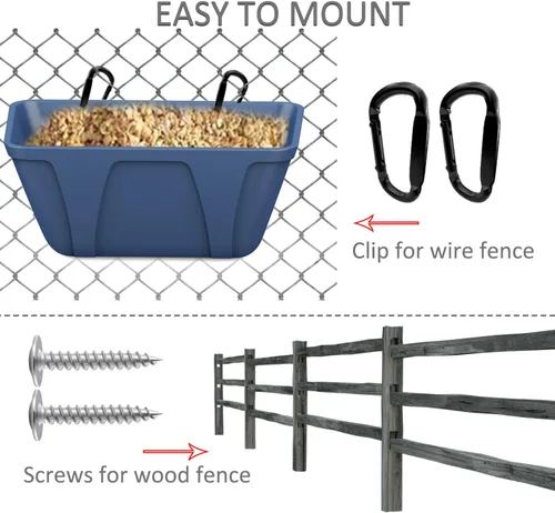 Miniatura 4 de mozoba Comedero Colgante para Pollos para Cabras, Ovejas, Ciervos, Aves de Corral, Patos, Cerca de Alimentación para Ganado, Contenedor de Azul
