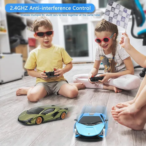 Miniatura 5 de QUN XING Auto a control remoto 1:24 con licencia oficial de 2.4GHZ Rc Cars Lambo Sport Racing Toy Car para niños de 4 a 7 años, regalo de Azul