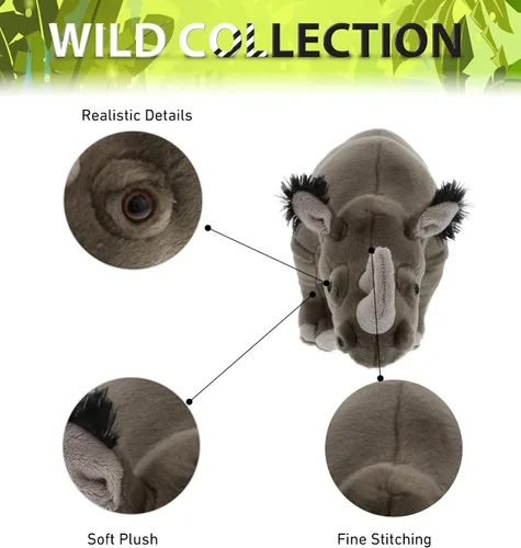 Miniatura 2 de DolliBu Colección de animales de peluche salvaje, Storytime Buddy Rhino Animal para niños, animales de peluche de safari de felpa de rinoceronte