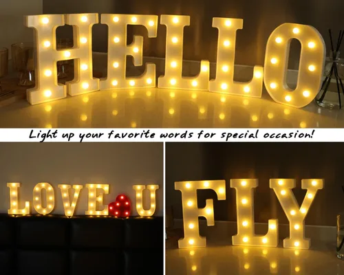 Miniatura 7 de Letras iluminadas, letras con luces LED de 26 alfabetos, letras iluminadas decorativas, letras de marquesina LED que funcionan con pilas para Luz
