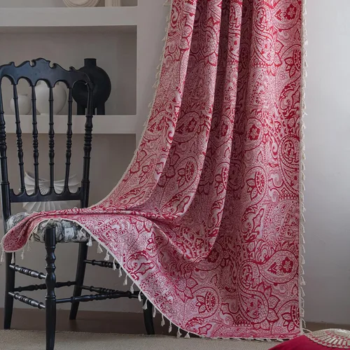 Miniatura 17 de ENJOYBRIDAL - 2 paneles de cortinas, florales, estilo bohemio, de granja, rústico o clásico, semitraslúcidas, con bolsillo para cortinero y borlas