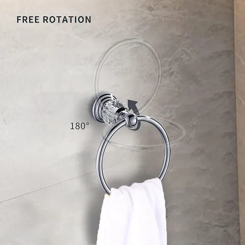Miniatura 6 de WOLIBEER Accesorios de baño de cristal, cromo de 24 pulgadas, juego de toallero de latón pulido, soporte de papel higiénico para toalla, anillo