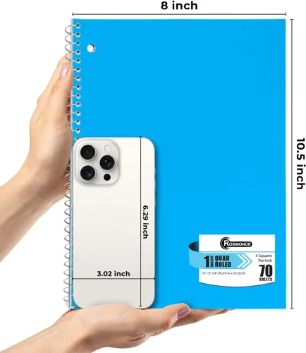 Miniatura 3 de Rosmonde 720 paquetes (paleta) cuadernos de 1 materia, cuaderno en espiral a granel, cuádruple rayado, paleta de cuadernos, 70 hojas (140 páginas)