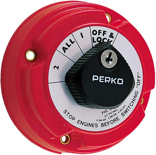 Perko - 8502DP - Conmutador selector de batería marina con llave.