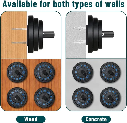 Miniatura 5 de Weight Plate Holder, Wall Mounted Weight Rack Storage for Weight Plates, Home Gym Organizer