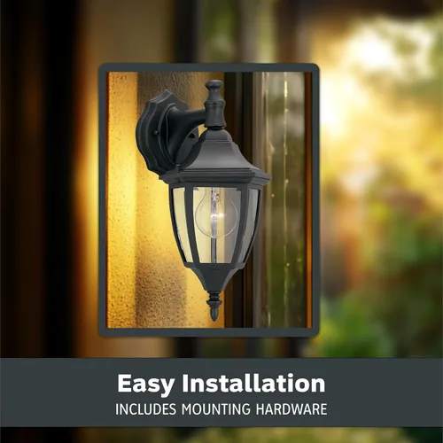 Miniatura 5 de Designers Fountain Waterbury Luminaria Exterior, Farol de Pared Exterior de 14.25 Pulgadas con Aplique para Puerta Principal, Patio y Porche, Negro