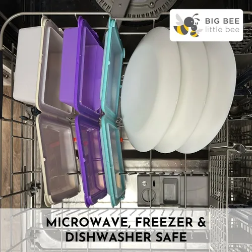 Miniatura 12 de Big Bee, Little Bee - SoftShell Contenedor de silicona reutilizable para almacenamiento de alimentos con tapa de concha conectada, fácil de limpiar