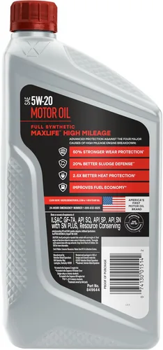 Miniatura 2 de Valvoline - Aceite de motor sintético completo de alto millaje con MaxLife Technology SAE 5W-20, 1 cuarto de galón