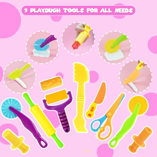 Miniatura 4 de Juego de herramientas de plastilina, 18 piezas de juegos de plastilina para niños de 4 a 8 años, accesorios creativos de plastilina con cortadores