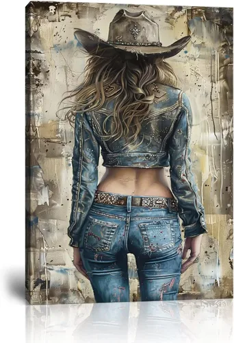 Arte de pared de vaquero occidental Imágenes de mujeres vaquero Impresiones Póster de lienzo del suroeste Arte de decoración de pared occidental
