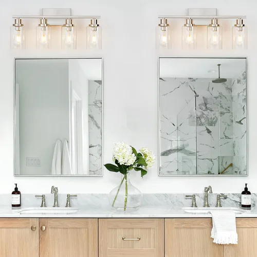 Miniatura 4 de 4 Luces Accesorios de Iluminación para Baño Níquel Cepillado Luz de Tocador Sobre Espejo Moderno Estilo Granja Apliques de Iluminación de Pared