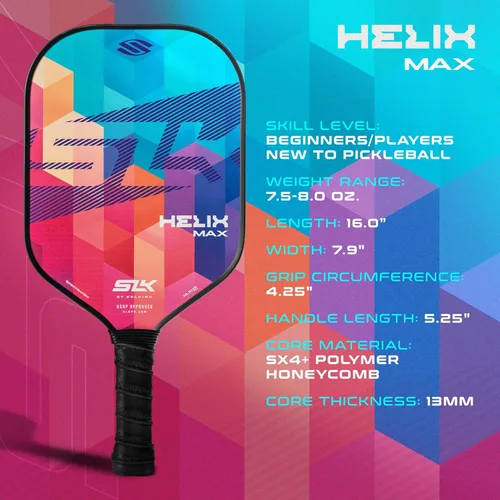Miniatura 8 de Selkirk Sport SLK Helix Pro Paleta de Pickleball Paletas de Pickleball de Fibra de Carbono Termoformada con Cara Híbrida de Fibra de Carbono