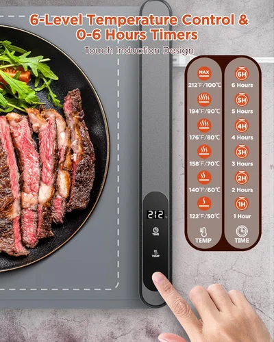 Miniatura 4 de FEPPO Alfombra de Calentamiento de Alimentos, Película de Calentamiento de Grafeno de Alta Tecnología Mejorada, Bandeja de Calentamiento Eléctrica