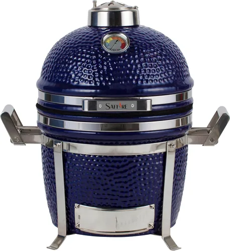 Miniatura 3 de Saffire Kamado portátil - Parrilla y ahumador de cerámica pequeña, parrilla de carbón de 13 pulgadas con soporte de acero inoxidable 304, caja