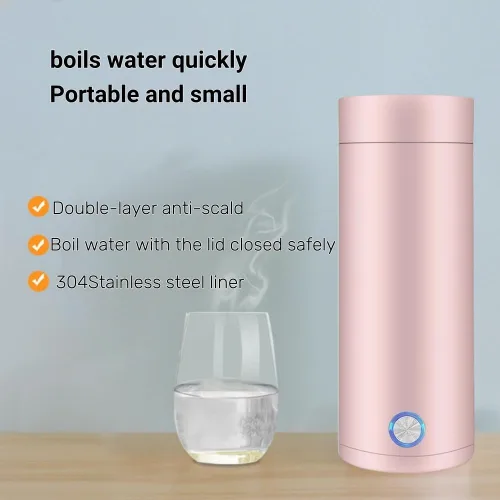 Miniatura 2 de Hervidor de viaje, 13.5 fl oz, pequeño portátil, mini hervidor eléctrico 3 en 1, acero inoxidable 304, grado alimenticio, hervido rápido y apagado