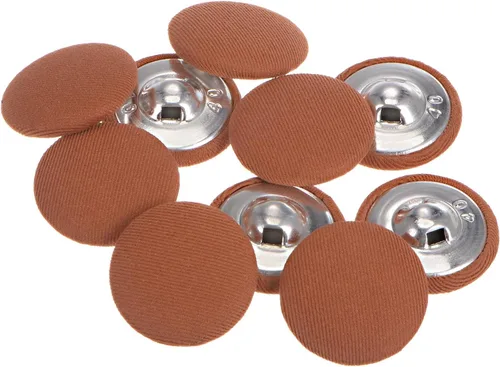 Miniatura 27 de HARFINGTON 10 botones de tela de 24L cubiertos de tela de 0.59 pulgadas, vástago de metal, botones de costura redondos para trajes, blusas de Azul