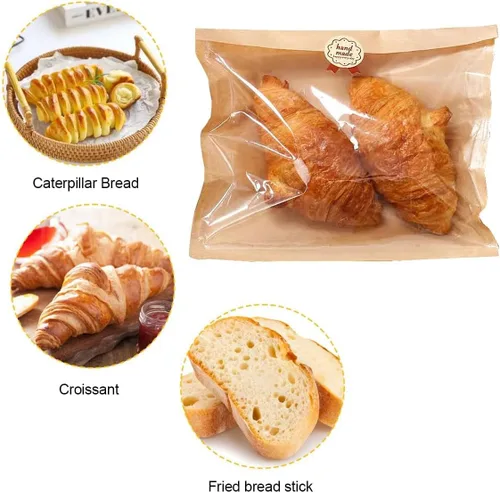 Miniatura 4 de Bolsas de panadería con ventana de 8 x 10 pulgadas, 100 unidades SKraft de papel sándwich marrón, pequeñas bolsas planas enceradas, bolsas de donas