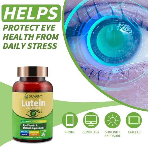 Miniatura 5 de Suplemento de vitaminas oculares de luteína para adultos, 90 cápsulas, apoya la salud ocular con zeaxantina, zinc, vitaminas C y E, fórmula vegana