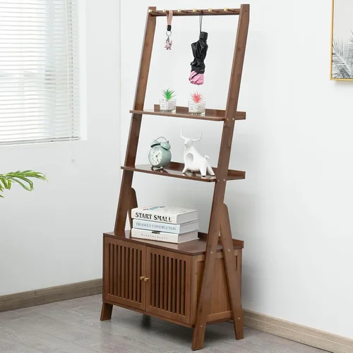 Miniatura 9 de Estantería y estante de bambú de 5 niveles y estante para libros de 59.4 pulgadas, estante de almacenamiento de bambú multiusos para oficina