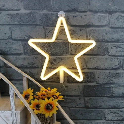 Miniatura 5 de ENUOLI Letrero de Neón LED Luces de Neón Estrella Luces de Neón Blancas Cálidas Luz de Pared de Neón Estrella Luz Nocturna LED Luces de Pared