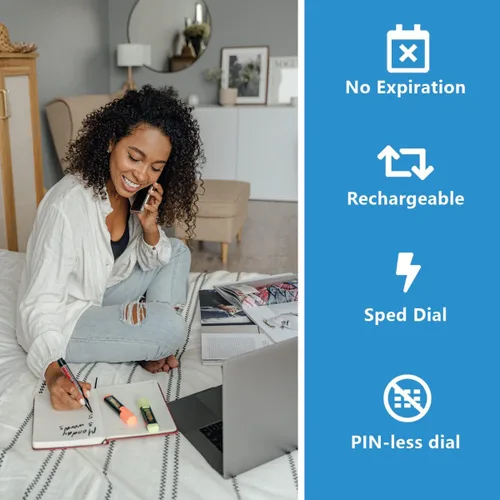 Miniatura 6 de Tarjeta telefónica para internacionales y hasta 695 minutos nacionales, tarjeta de llamada prepagada para teléfonos celulares, teléfonos domésticos