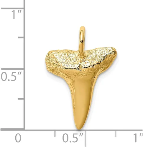 Miniatura 3 de Colgante de oro amarillo macizo de 14 quilates con diente de tiburón para hombre