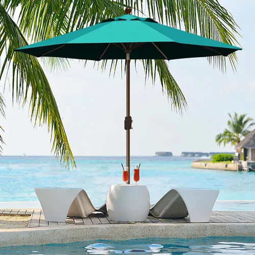 Miniatura 7 de EliteShade USA sombrilla de 9 pies para patio, sombrilla de mesa para exteriores con ventilación, no se decolora en 10 años, color teja Verde azulado