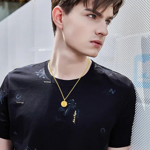 Miniatura 322 de Collar con colgante de plata de ley 925 con medalla de San Patrón, joyería religiosa para hombres y mujeres, con cadena de acero inoxidable 316L