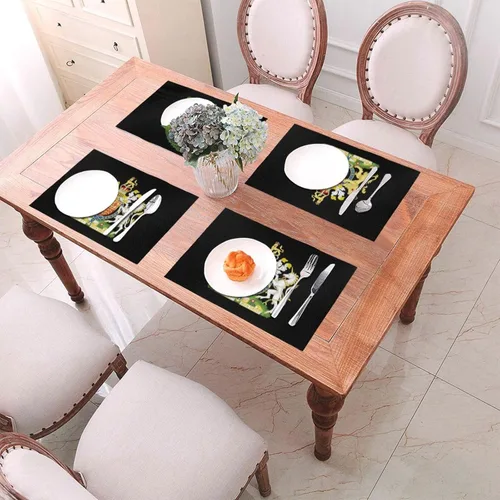Miniatura 6 de UK England Royal Shield of Arms United Kingdom Durable Waterproof - Paquete de 4 manteles individuales tejidos de PVC, diseño elegante, fácil